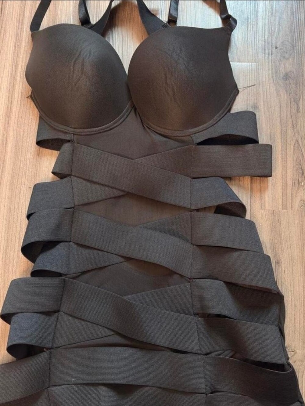 Women’s Black Strappy Bandage Bodysuit. Fits Like A 12/14.